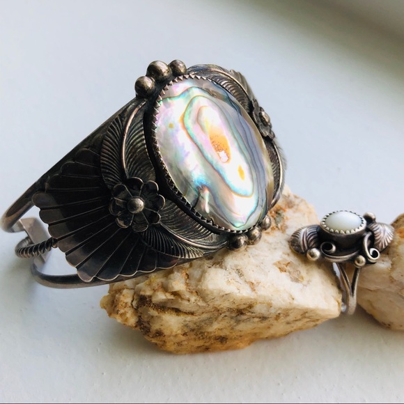 ❌SOLD❌VTG Navajo Sterling ManyGoats Abalone Pearl - Picture 14 of 16